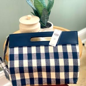 Blue gingham Anthropologie clutch